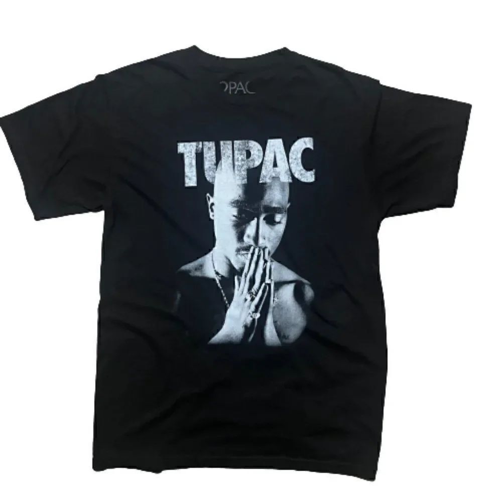 Tupac Men's Shakur Praying Hands Black T-Shirt Size Medium